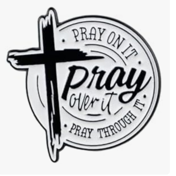 Jewelry - Pray Over It Black & White Cross Enamel Brooch Pin